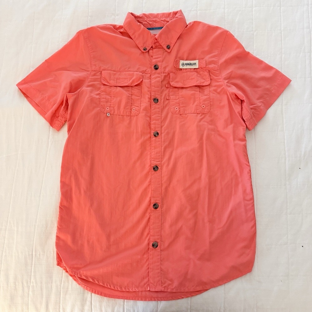 Magellan Boys Fishing Shirt SZ L 14-16 Salmon Outdoors Button Up Fish Gear